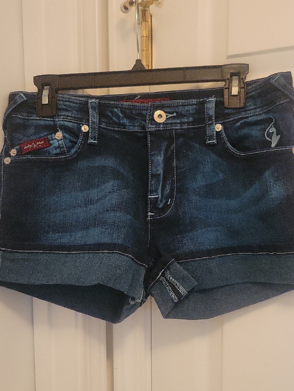 Women’s Dark Blue Baby Phat Denim Roll-Cuff Shorts